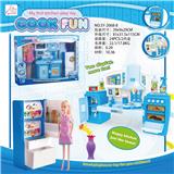 OBL888380 - SPLIT CABINET AND KITCHEN BARBIE AND REFRIGERATOR BLUE LIGHT SOUND