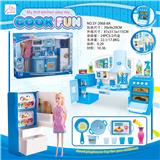 OBL888381 - SPLIT CABINET AND KITCHEN BARBIE AND REFRIGERATOR BLUE LIGHT SOUND