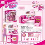 OBL888387 - SEPARABLE CABINET WITH PINK APRON BARBIE AND MATCHING PINK LIGHT SOUND