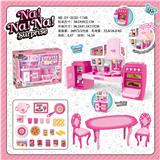 OBL888421 - SEPARABLE CABINET NANA ANIMAL DOLL AND TABLE CHAIR AND BREAD ACCESSORIES BARBIE COLOR LIGHT SOUND