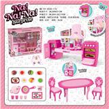 OBL888422 - SPLIT CABINET NANA ANIMAL DOLLS AND TABLES AND CHAIRS AND FOOD ACCESSORIES BARBIE COLOR LIGHT SOUND TWO MIXED TURN