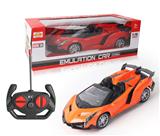 OBL892038 - 1:16 FOUR-WAY REMOTE CONTROL CAR WITH HEADLIGHTS RED/ORANGE 27MHZ