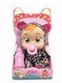 OBL892649 - (LEOPARD PRINT) 14 INCH ENAMEL CRYING DOLL