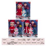 OBL893091 - 3 MIXED 9-INCH 3D EYE MUSIC EMPTY BODY CHRISTMAS GIRL, FAT BOY DOLL AND SNOWMAN AND SANTA CLAUS AND CHRISTMAS TREE AND SMALL GIFTS