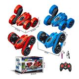 OBL894841 - TWO IN ONE TWIST ARM STUNT CAR (WITH LIGHTS BUT NO MUSIC) MIXED RED AND BLUE