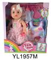 OBL897104 - 35CM MOVABLE EYE DOLL WITH DRINKING WATER AND URINATION FUNCTION, SLEEPING BAG, PLATE, TOILET, MILK BOTTLE