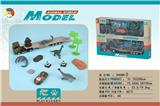 OBL901518 -  4只仿真恐龙配1只合金拖车1只合金仿真军事车子