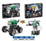 OBL901852 - 益智城市积木4X4高脚双宝箱回力变形路虎卫士怪兽车（137PCS）