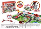 OBL912951 - 多功能手提地图收纳袋消防弹射轨道（合金车仔）（配2合金车、1路标,1地图，1手提袋23pcs