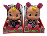 OBL915549 - 14 inch glue cocomelon super baby with theme music 4 different theme music and Christmas music cheetah COCO cow COCO mix