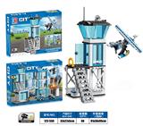 OBL919046 - 益智城市警察积木弹射水陆两栖警察飞机&站岗台(213PCS)