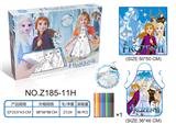 OBL926162 - 2PCS 冰雪公主涂鸦围裙和涂鸦布50*50CM（12色笔，可水洗退色，反复涂鸦）