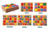 OBL926777 - 木制5款认知板（字母,数字，几何）