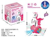 OBL929123 - Electric colorful light music rotating pony (picture color)