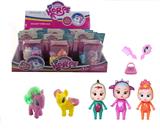 OBL929386 - 搪胶笑娃配马三色混装带梳镜包展示盒12PCS