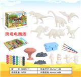 OBL962178 - 侏罗纪世界3：统治-DIY涂鸦彩绘恐龙6只大恐龙+4人偶+恐龙化石+龙血树白坯模型套装43件套