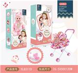 OBL970424 - 16寸娃娃喝水尿尿+推车+配件