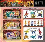 OBL990197 - 6.5寸拼装恐龙+2只3.5寸午夜熊公仔 开窗盒装