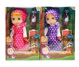 OBL998614 - 10寸空身带IC玛莎娃娃 带熊 波点2色混 （玫红，紫色）
