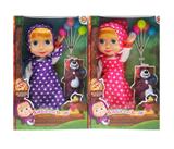 OBL998615 - 10寸空身带IC玛莎娃娃 带熊+汽球 波点2色混 （玫红，紫色）