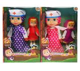 OBL998620 - 10寸空身带IC玛莎娃娃 带6寸空身玛莎娃娃+医生帽子 波点2色混 （玫红，紫色）