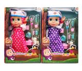 OBL998622 - 10寸空身带IC玛莎娃娃 带医生帽子+医具吸塑 波点2色混 （玫红，紫色）